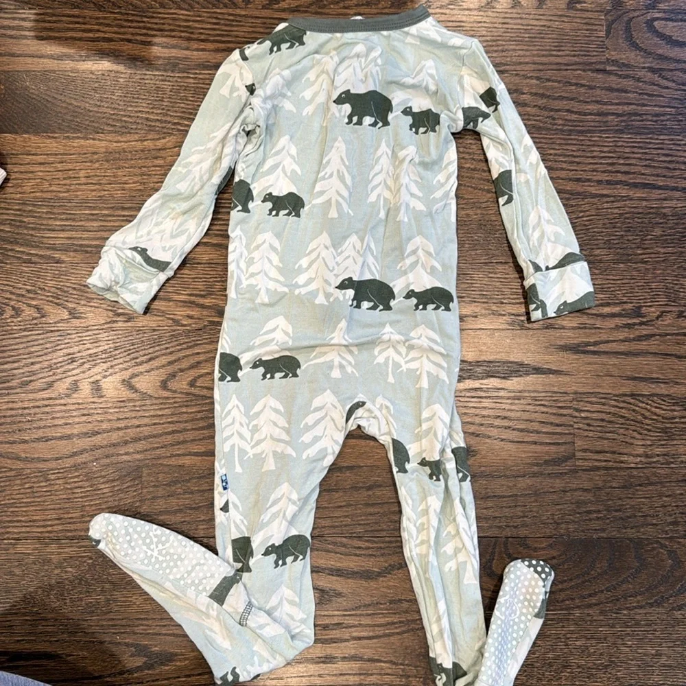 KicKee Pants Print Footie with Zipper Aloe Bears and Treeline bamboo pajamas